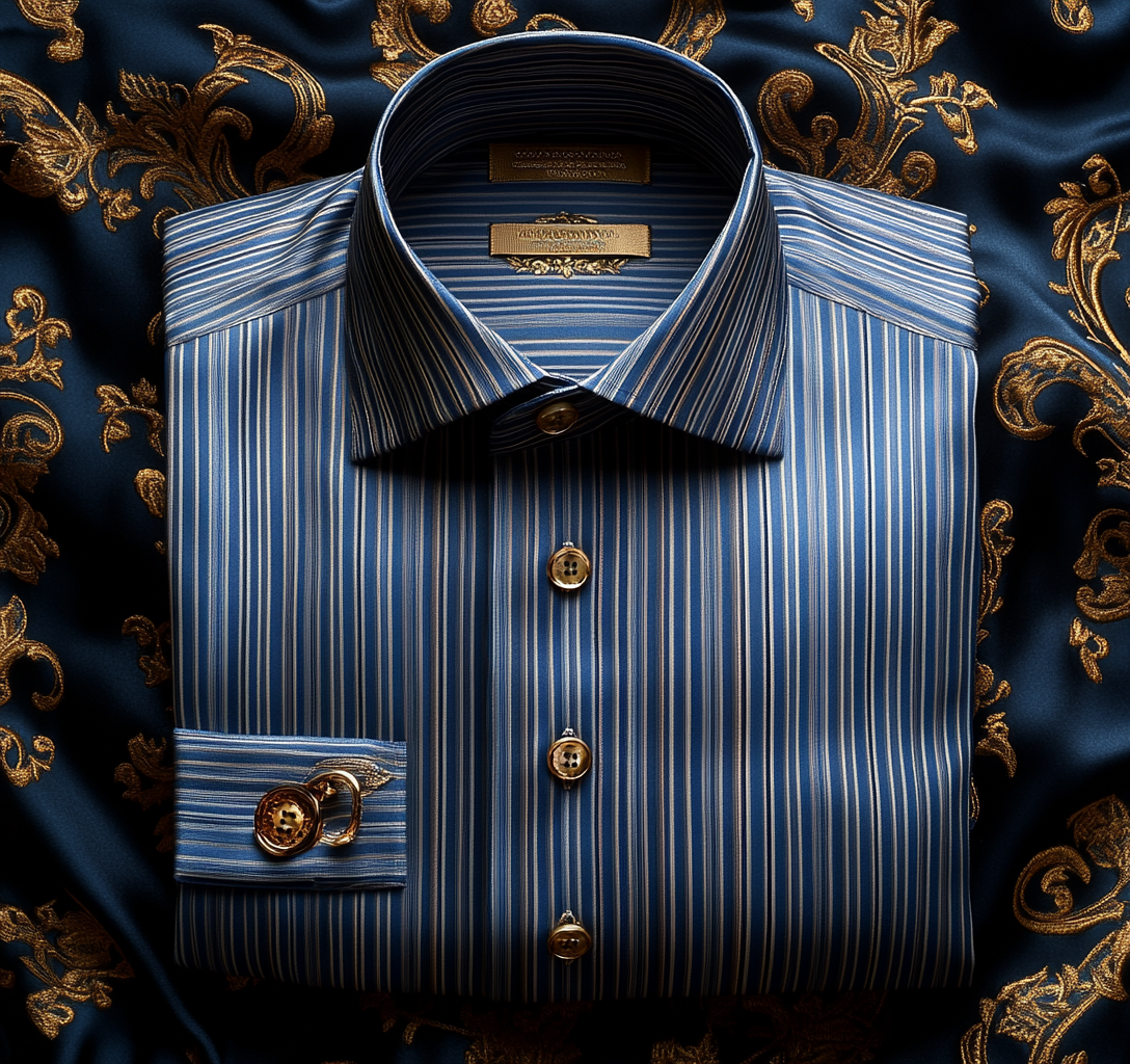 Luxe casual striped print men's shirt